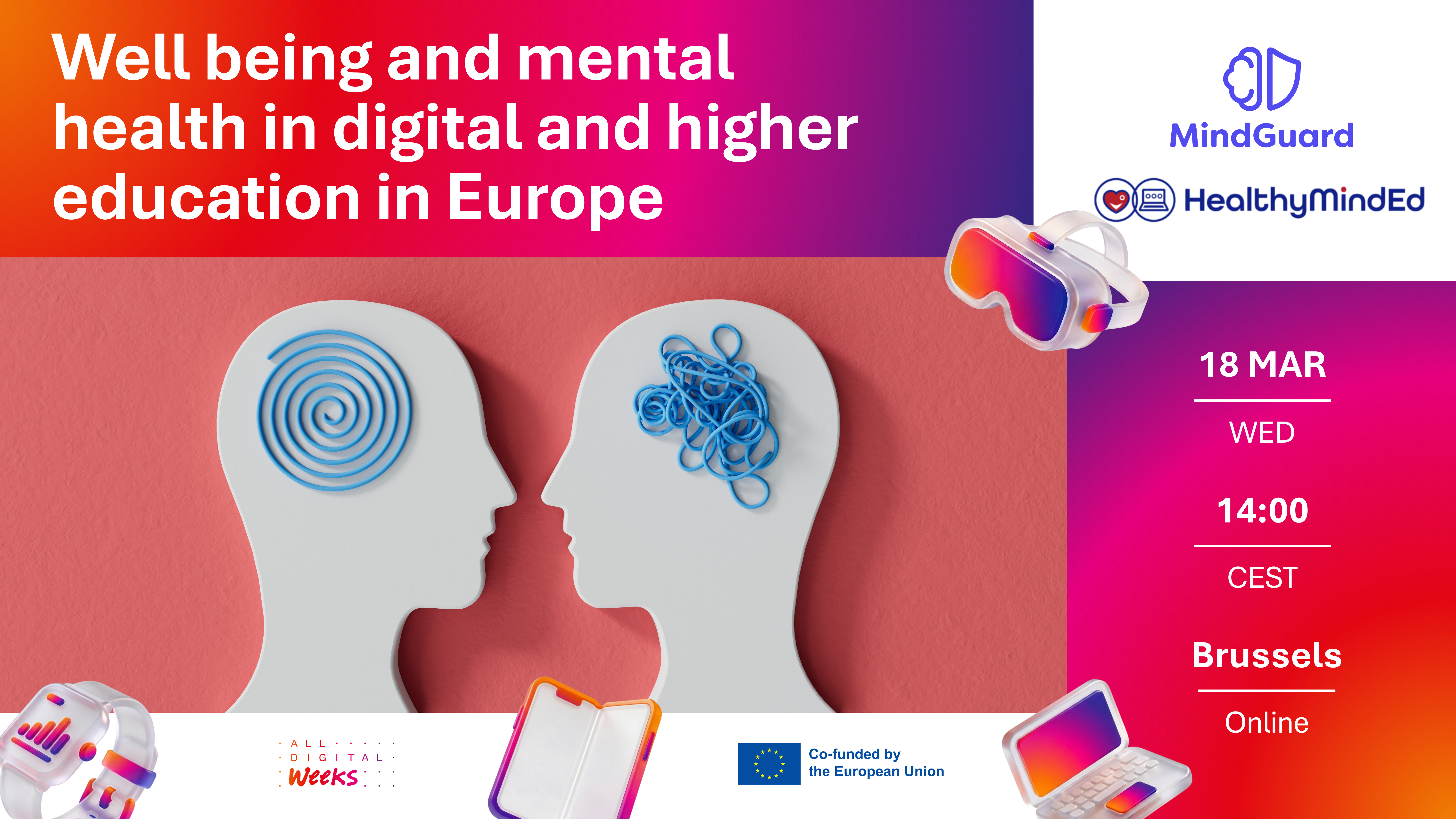 Well being and mental health in digital and higher education in Europe